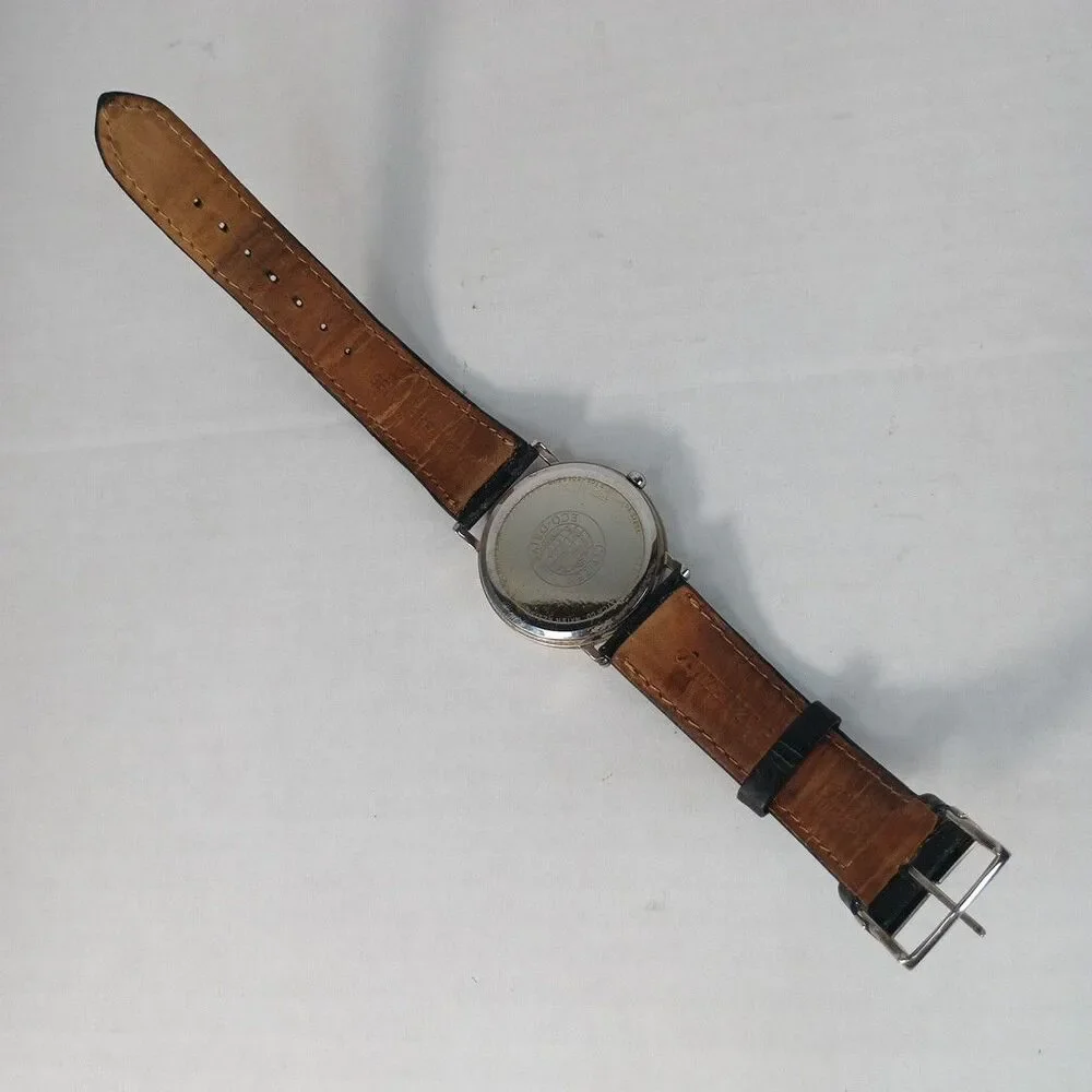 Citizen Eco-Drive Analog E101-S015570 Black Dial Original Leather Strap Watch
